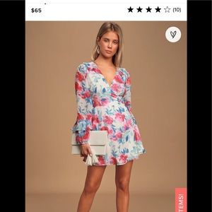 Lulus floral ruffle wrap dress